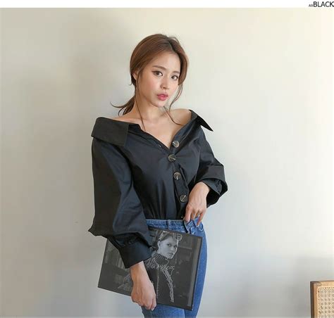 Balloon Sleeve Buttoned Blouse DABAGIRL Your Style Maker Korean Fashions Clothes Bags