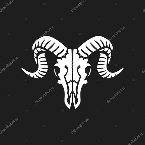 Ram Skull Logo Or Icon White On Black Premium Vector In Adobe