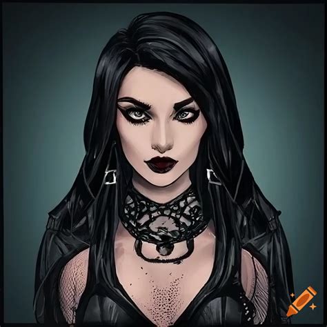 detailed 8k dc comic style illustration of a goth girl in ancient black clothing on craiyon