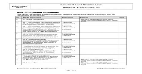 Internal Audit Checklist Example 3eb