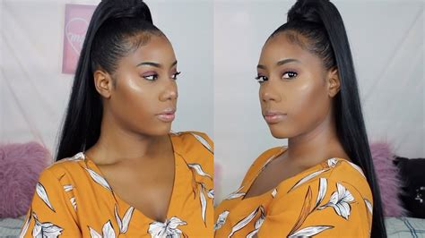 How To Sleek Updo Ponytail On Natural Hair Aaliyah Jay Inspired Youtube