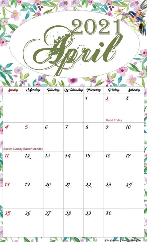 Cute April 2021 Calendar In 2021 Printable Calendar Design Free
