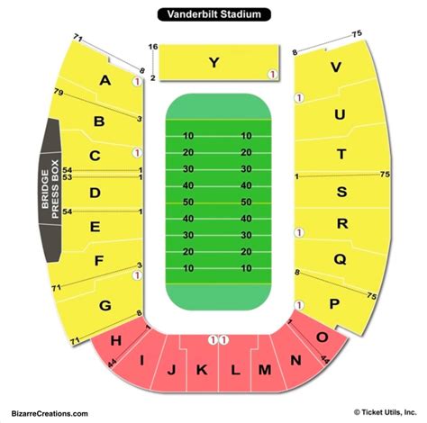 Vanderbilt Football Stadium Detailed Seating Chart Elcho Table