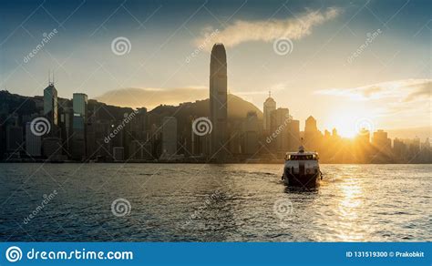 Beautiful Sunset At Hong Kong Stock Photo Image Of Modern Light