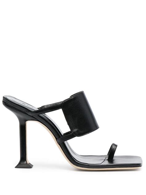 By Far Square Toe Leather Sandals Farfetch