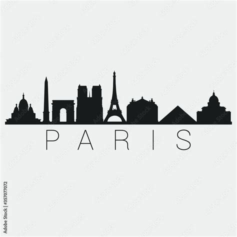 Paris France Skyline Silhouette City Design Vector Famous Monuments