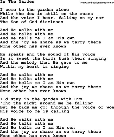 Willie Nelson Song In The Garden Lyrics