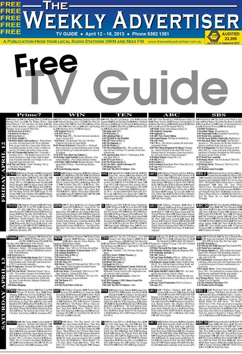 Tv Guide April 12 18 2013 By The Weekly Advertiser Issuu