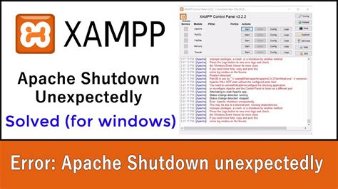 Apache Shutdown Unexpectedly In XAMPP 3 2 2 On Windows 10 2018 YouTube