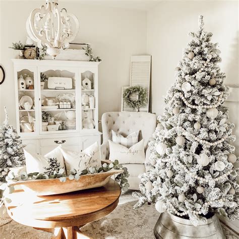 A Farmhouse Cottage Christmas Home Tour A Beautiful Flocked King Of