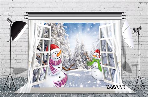 Greendecor Polyster 7x5ft Outside Snowman Christmas Photography