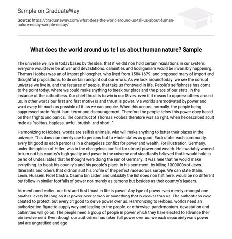 ⇉what Does The World Around Us Tell Us About Human Nature Sample Essay