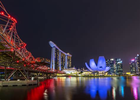 Singapore City At Night 3490x2500 Wallpaper Image Background Picture
