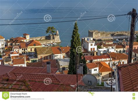 Amazing Panorama With Fortification At The Port Of Nafpaktos Town