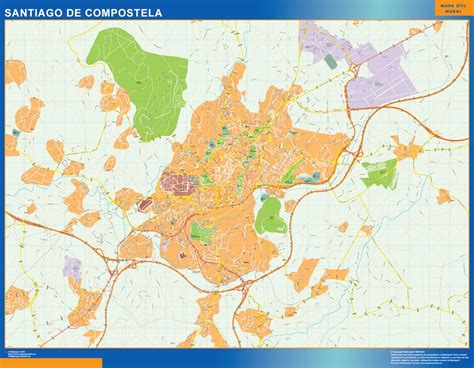 Mapa Santiago De Compostela Tienda Mapas Posters Pared