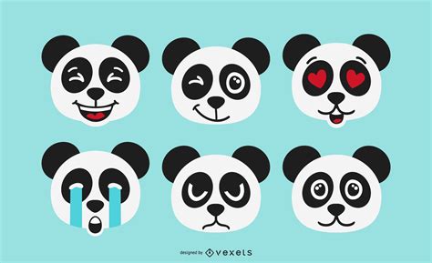 Panda Bear Emoji Set Vector Download