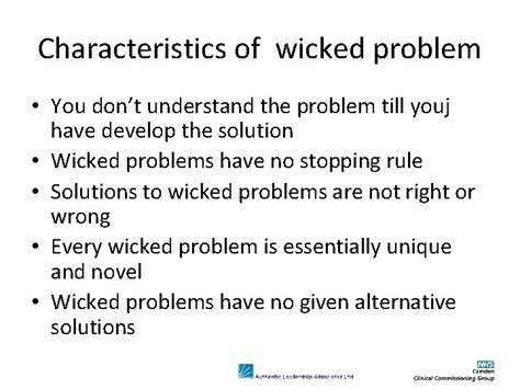 Wicked Issues A Tame Problem Has A Well
