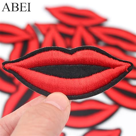 10pcslot Embroidered Lip Patches Iron On Mouth Appliques Diy Clothes