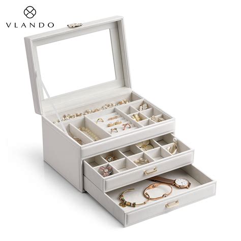 Vlando Jewelry Organizerandboxes Large Capacity Jewelry Storage Mirror