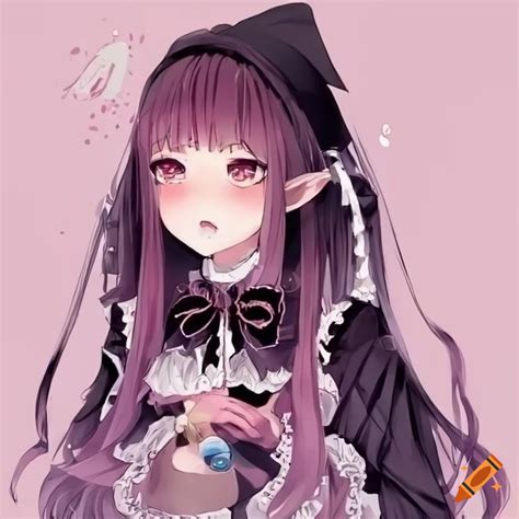 Cute Anime Goth Lolita Witch Illustration On Craiyon