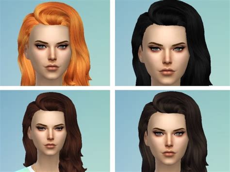 Sims 4 Hairs The Sims Resource Long Flipped Hairstyle Retextured By