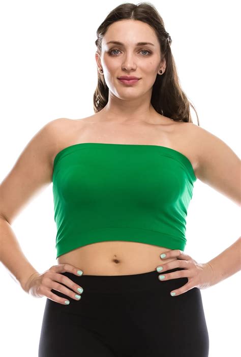Kurve Womens Plus Size Bandeau Strapless Tube Top Stretchy Seamless