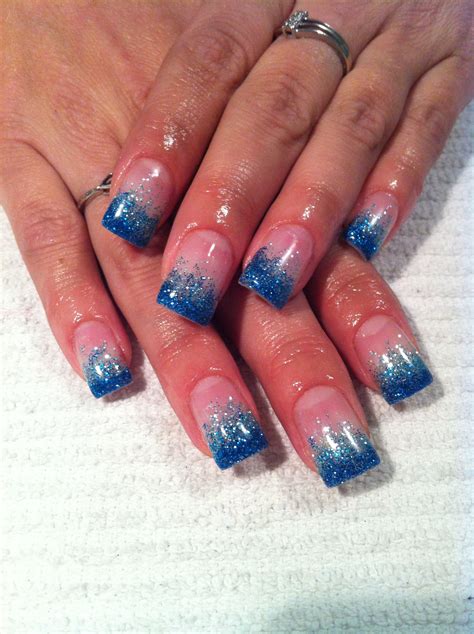 Blue And Turquoise Glitter Fade Gel Nails Nail Designs Nails Gel Nails