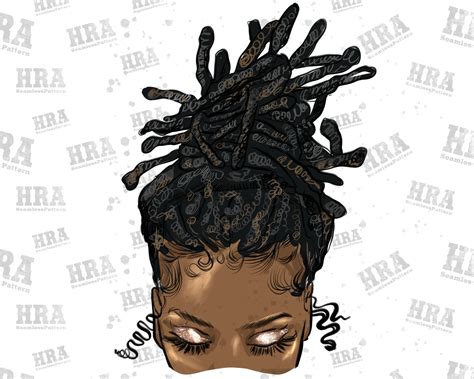 Afro Messy Bun Loc Hair Plain Png Sublimation Design Black Etsy Canada