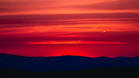 Download Wallpaper 1600x900 Sunset Horizon Sky Red