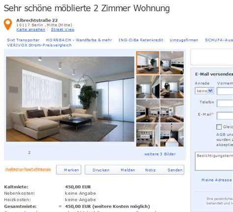 Sehr Schöne Möblierte 2 Zimmer Wohnung Albrechtstraße 22 10117 Berlin