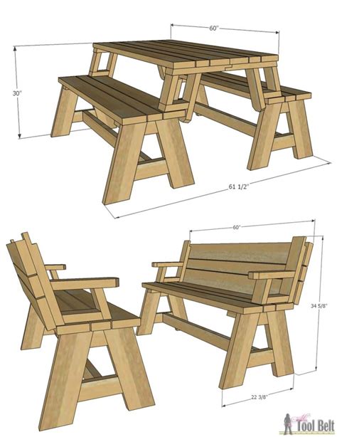 Folding Picnic Table Bench Plan ~ Charcuterie Board Woodworking