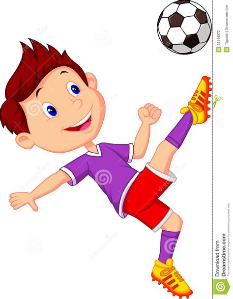 Boy Cartoon Playing Football Stock Vector Illustration