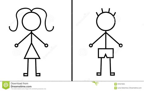 Stick Figure For Toilette Girl And Boy Stock Vector