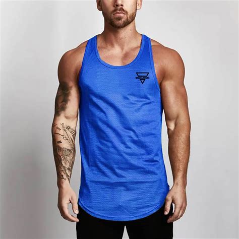 Mesh Men Tank Top Casual Fitness Singlets Mens Breathable Shirt