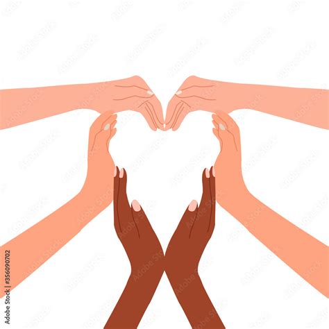 Multiracial Hands Together Formed A Heart Symbol As A Protest Sign For Black Lives Matter Race