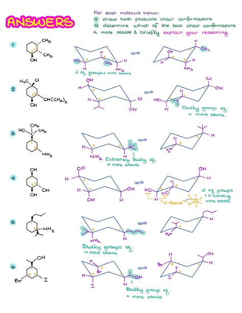 Chair Conformations Answers Organic Chemistry Tutor