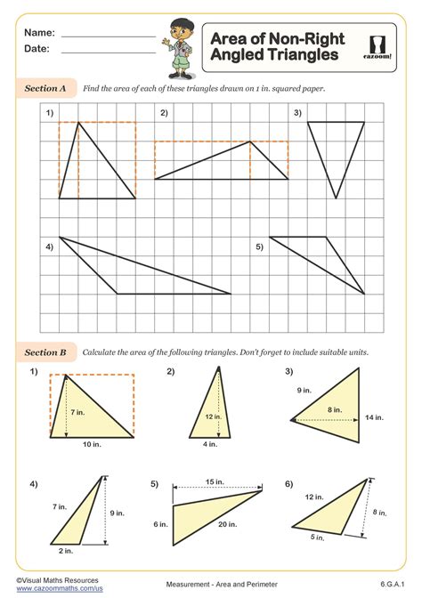 Area Of Non Right Angled Triangles Pdf Printable Measurement Worksheets
