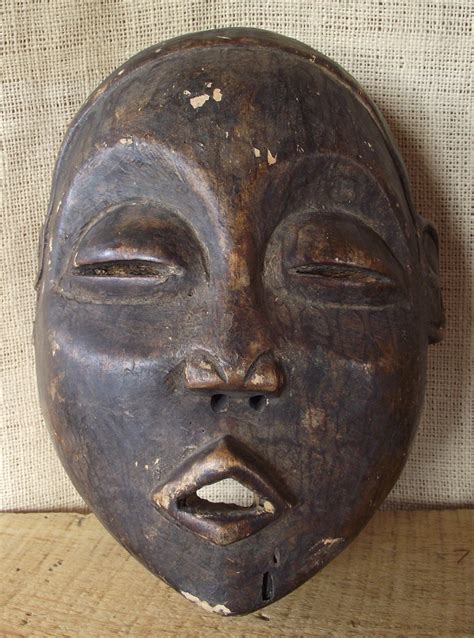 Intriguing Primitive African Hand Carved Wooden Mask By Oldengold