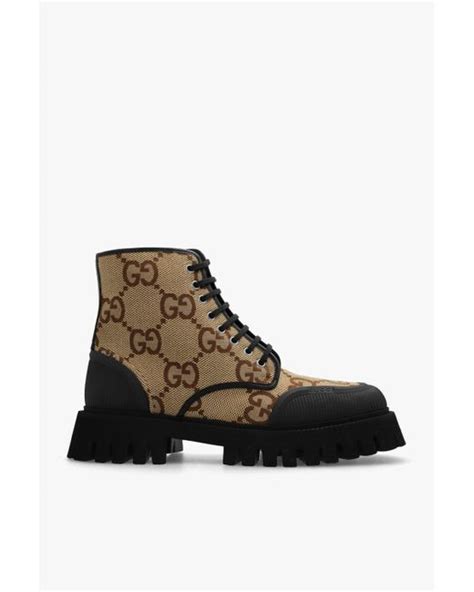 Gucci Monogrammed Ankle Boots In Brown For Men Lyst