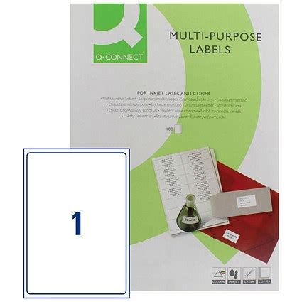 The label template is designed to become simple to use. Q-Connect Multi-Purpose Label, 199.6x289mm, 1 per Sheet ...