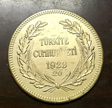 19231942 20 Turkey 500 Kurus 22k Gold Plated Copy Coin 35mm In Non
