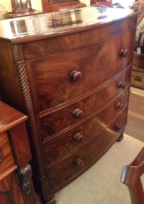 Antique Victorian Mahogany Bow Front Chest Of Drawers Circa 1870