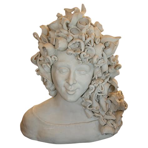 Sicilian Artist Made White Wear Porcelain Medusa Sculpture For Sale At