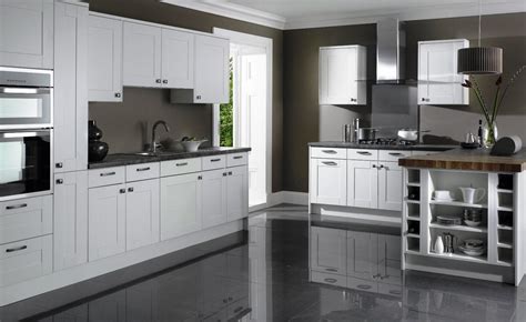 Craftline ready to assemble shaker white cabinets are stylish & affordable White Shaker Kitchen Cabinets Grey Floor Idea | Grey ...