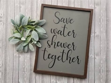 Save Water Shower Together Wood Sign Bathroom Wall Decor Etsy