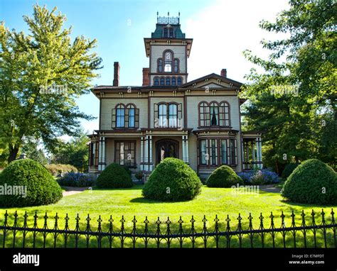 Old Fashioned Quaint Village And Victorian Mansion Stock Photo Alamy