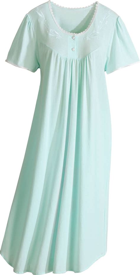 Cotton Knit Nightgown With Lace And Satin Trim Night Gown Nightgowns For Women Night Dress
