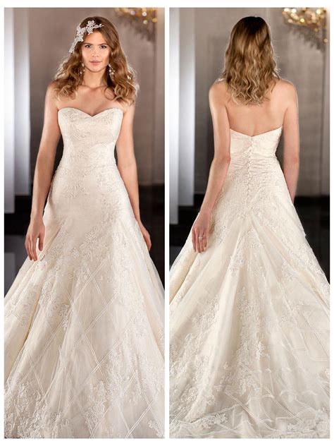 Sweetheart Lace Appliques Cross Net A Line Wedding Dress 2460137