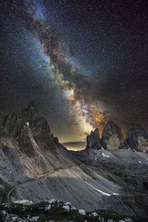 Milky Way Over Tre Cime Di Lavaredo Dolomites Italy Sky Photography
