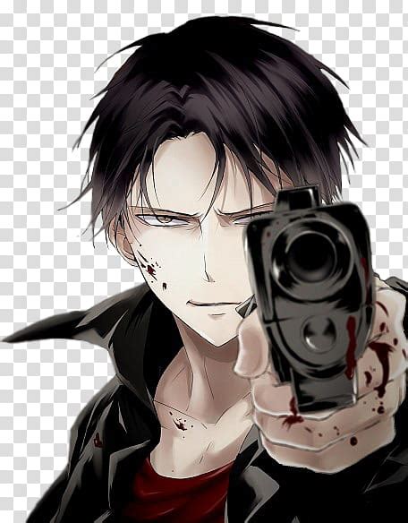 Rivaille Render Male Holding Gun With Blood Anime